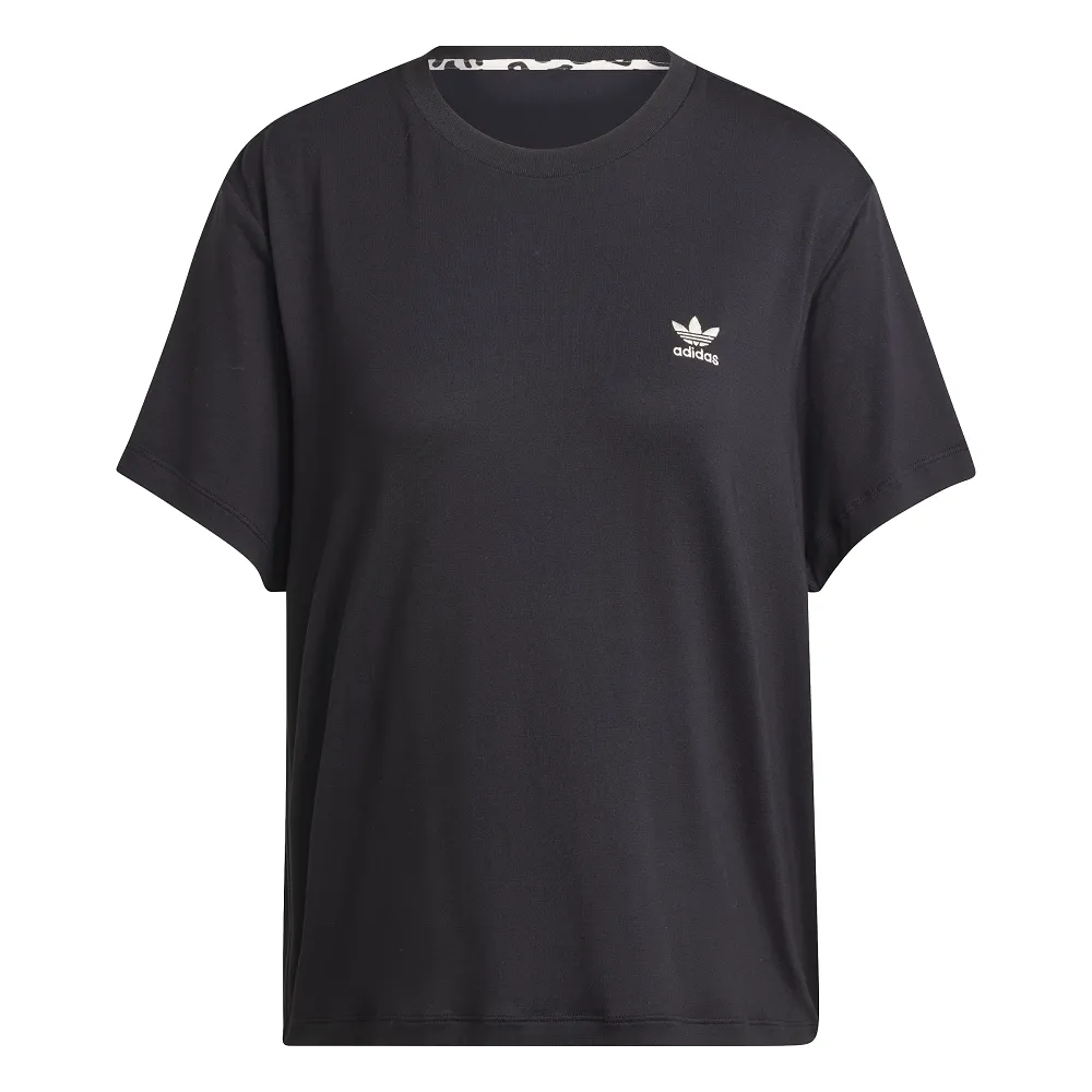 adidas Womens Leopard Trefoil Infill Tee - Black