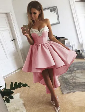 Aimishang  A-Line Cocktail Dresses Minimalist Dress Homecoming Asymmetrical Sleeveless Strapless Satin with Appliques