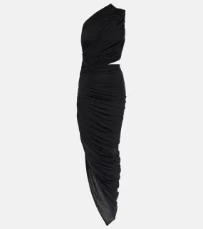 Alaia Cutout ruched jersey midi dress