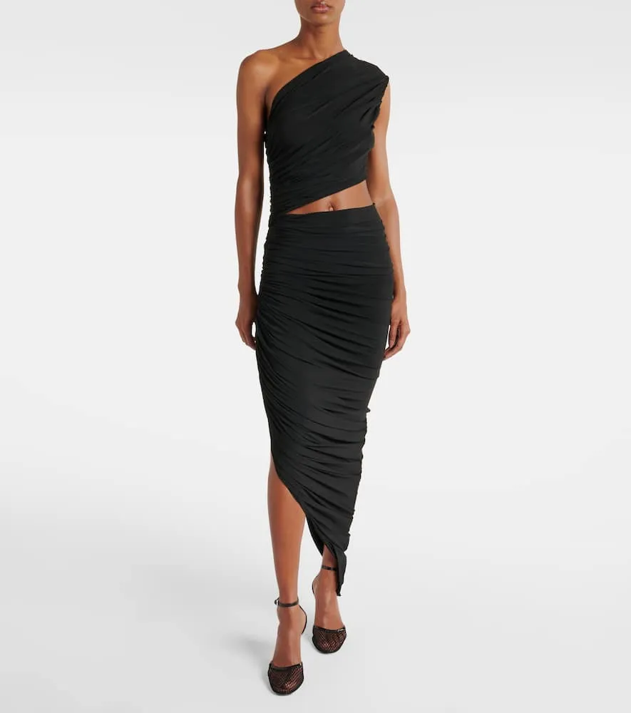 Alaia Cutout ruched jersey midi dress