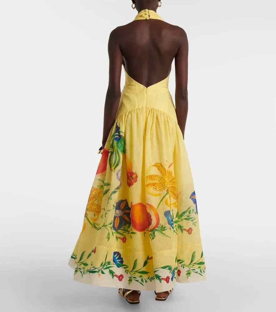 Al√É¬©mais Dahlia floral linen-blend maxi dress