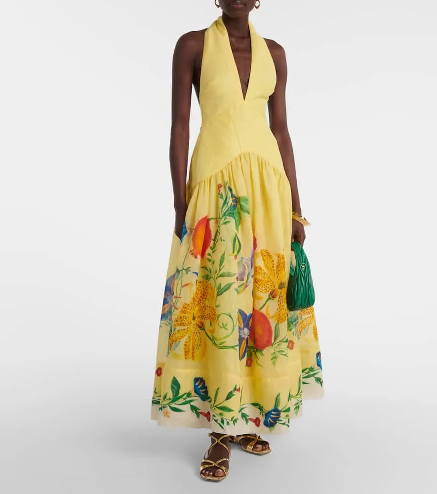 Al√É¬©mais Dahlia floral linen-blend maxi dress