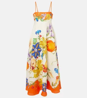 Al√É¬©mais Flores floral linen midi dress