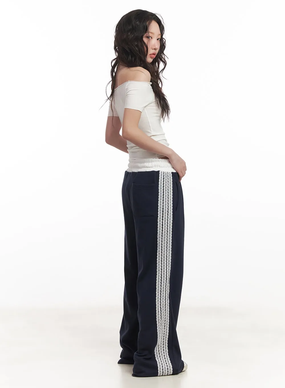 Angel Lace Wide-Leg Trackpants CA521
