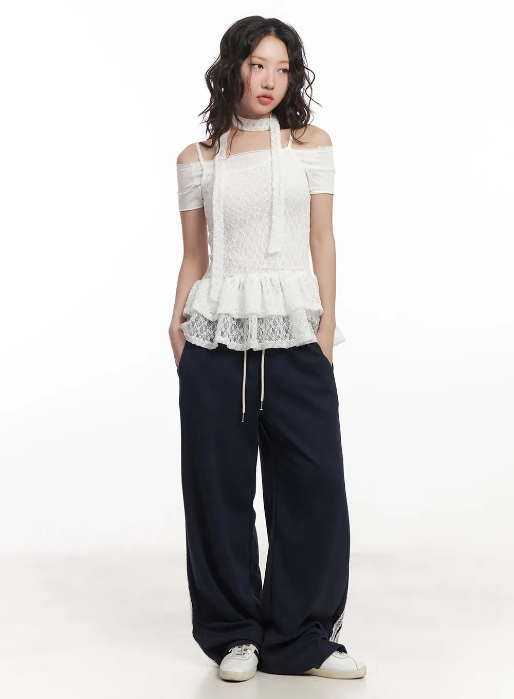 Angel Lace Wide-Leg Trackpants CA521