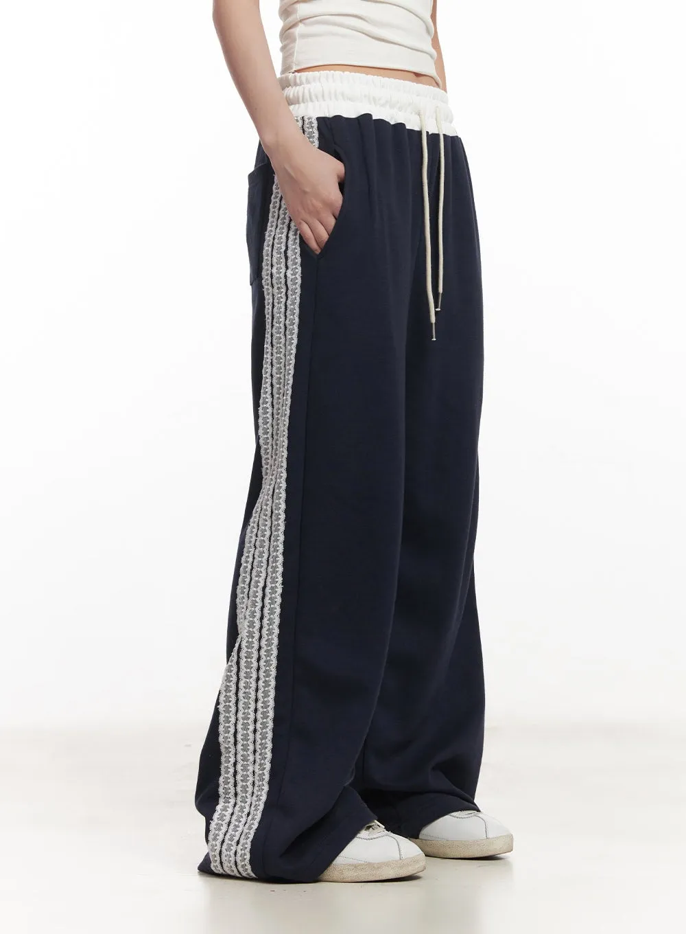 Angel Lace Wide-Leg Trackpants CA521