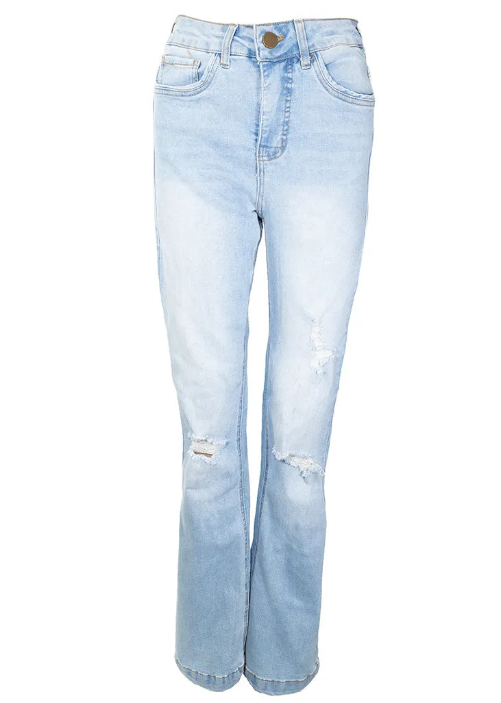 Blue Planet International Flare Distressed Jeans