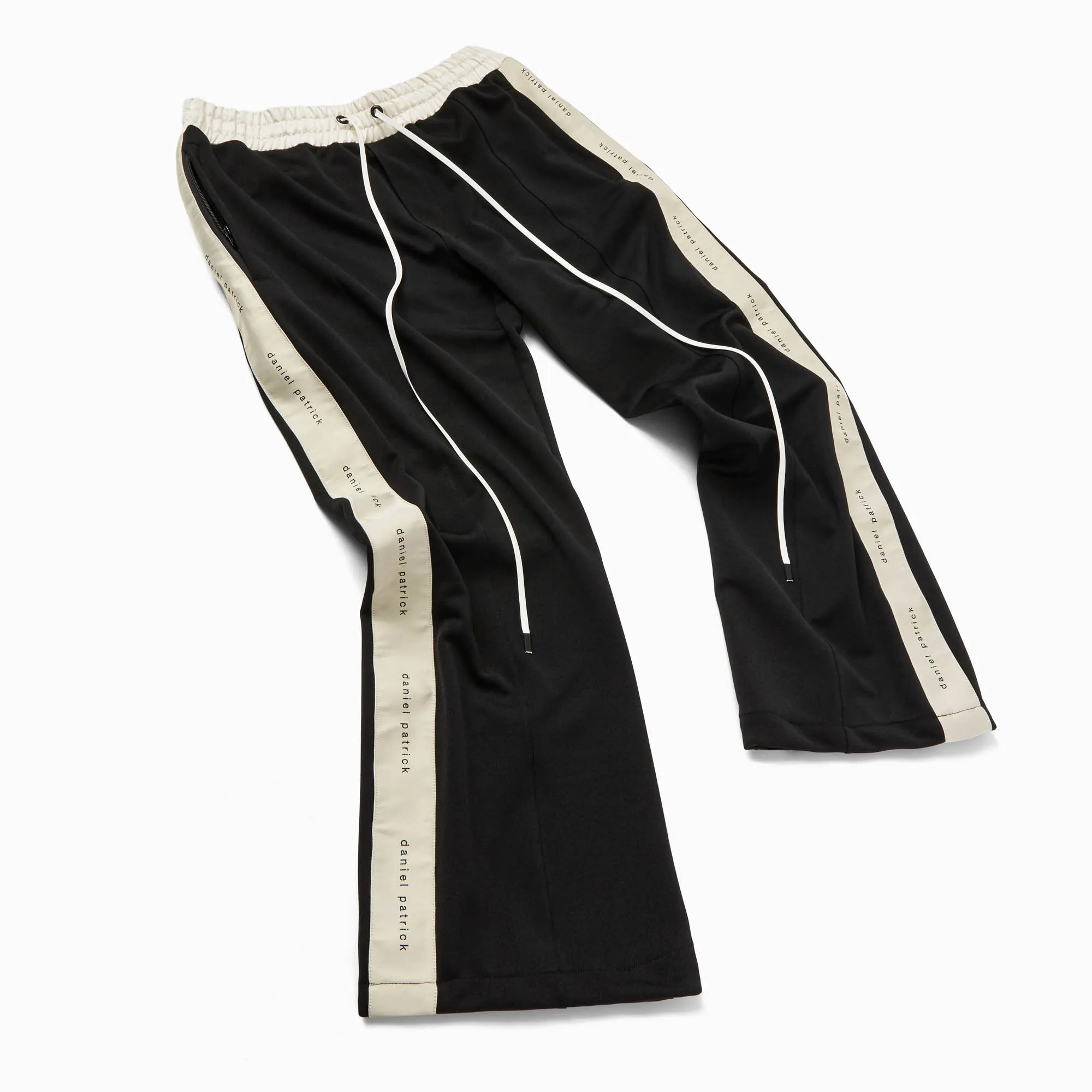 bootcut track pant / black   ivory