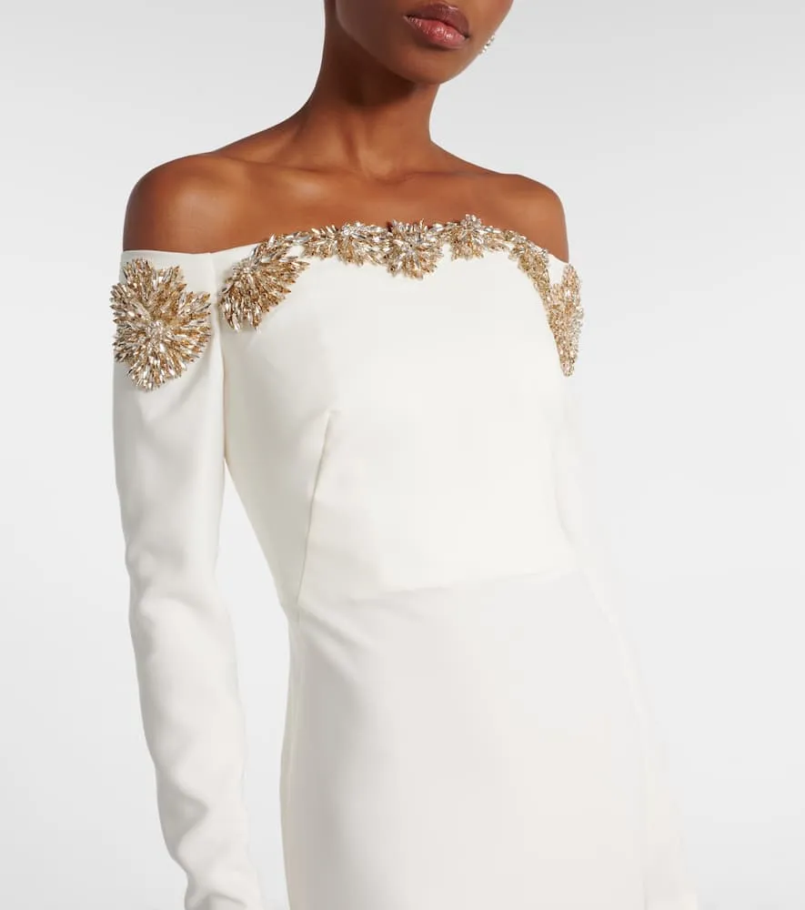 Costarellos Meline embellished crêpe gown