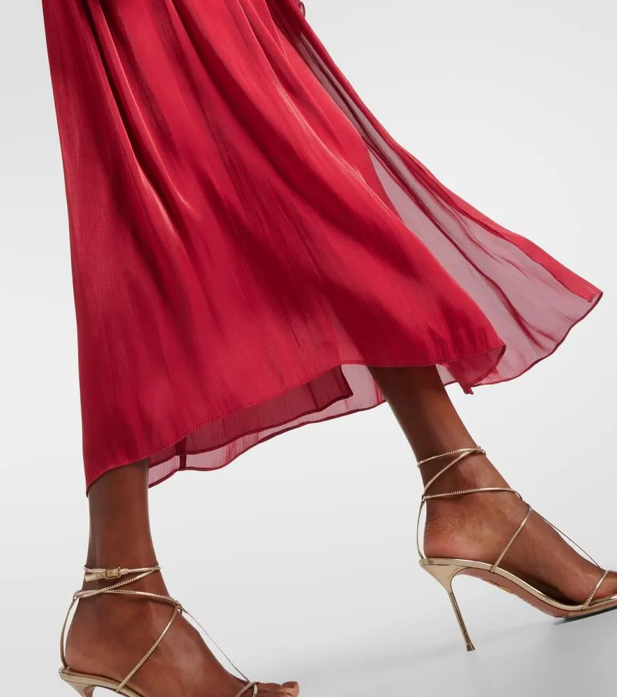 Costarellos Mellonia draped lam√É¬© midi dress