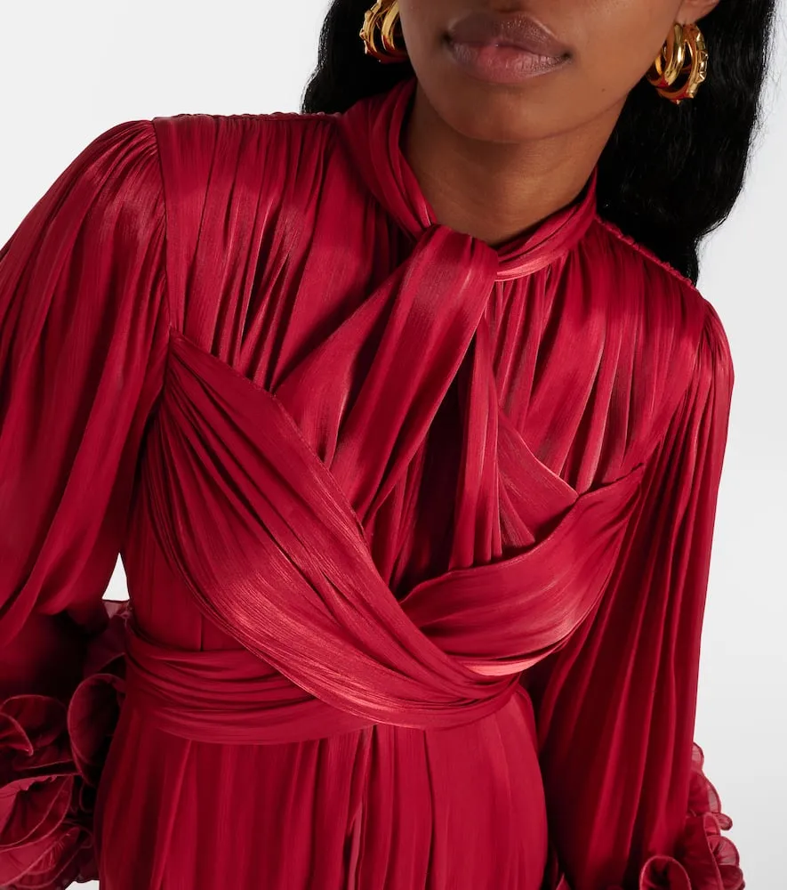 Costarellos Mellonia draped lam√É¬© midi dress