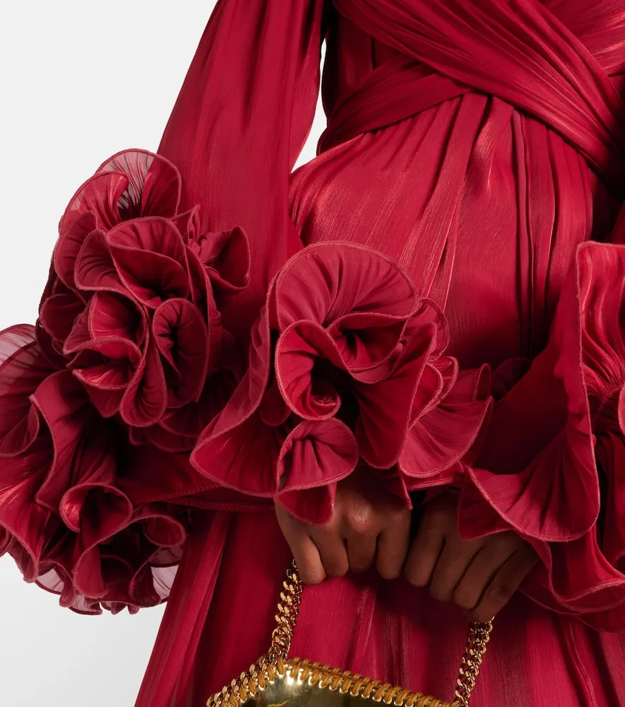 Costarellos Mellonia draped lam√É¬© midi dress