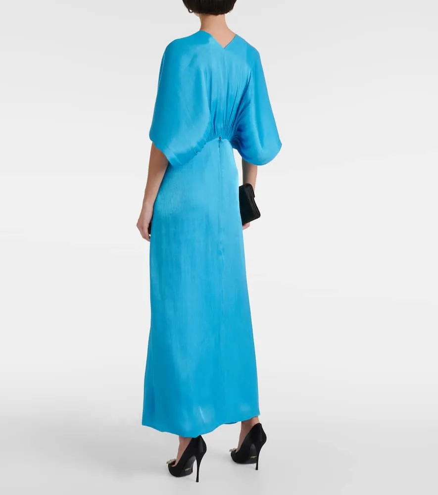 Costarellos Roanna draped Lamé georgette gown