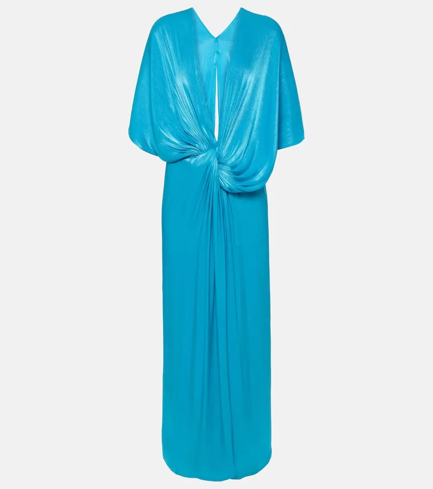 Costarellos Roanna draped Lamé georgette gown