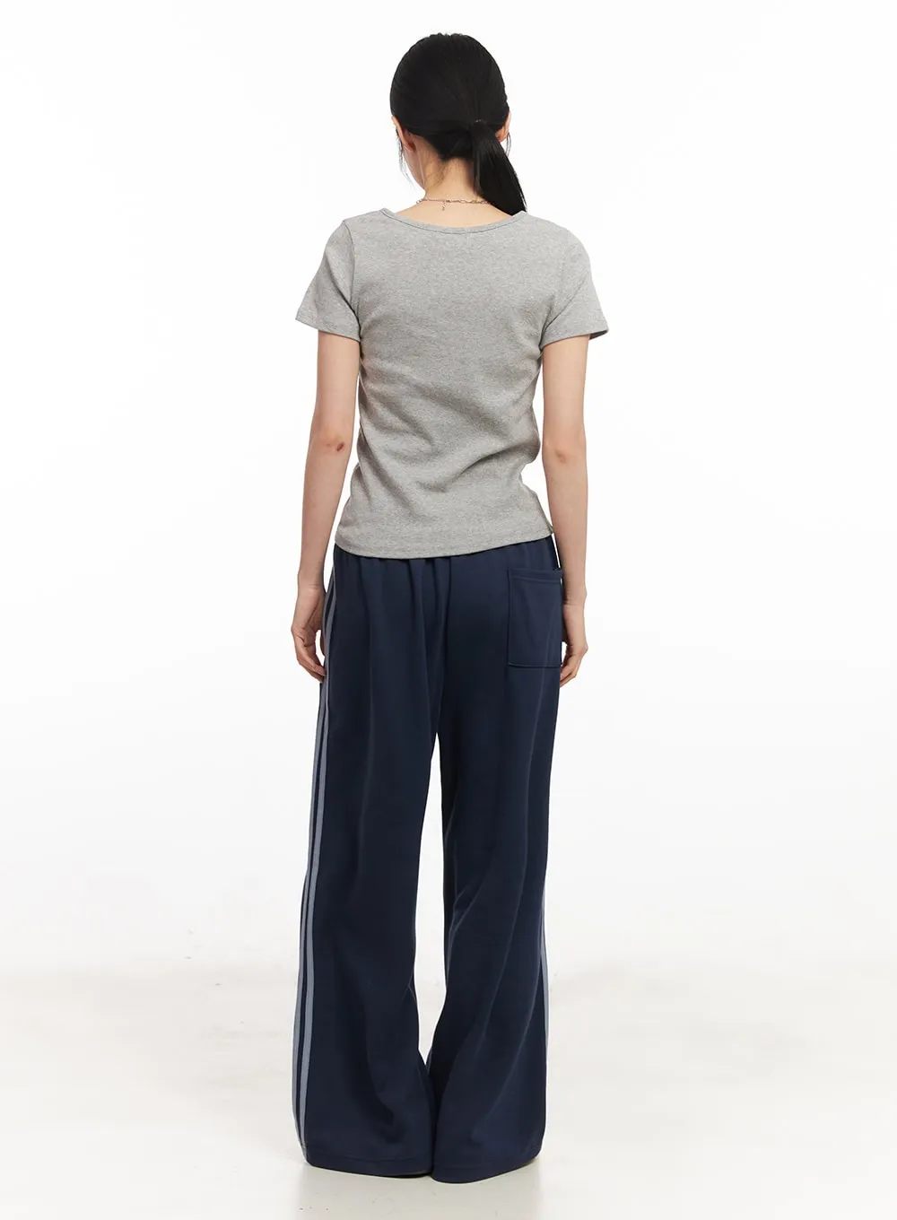 Cotton Wide-Leg Trackpants CA516