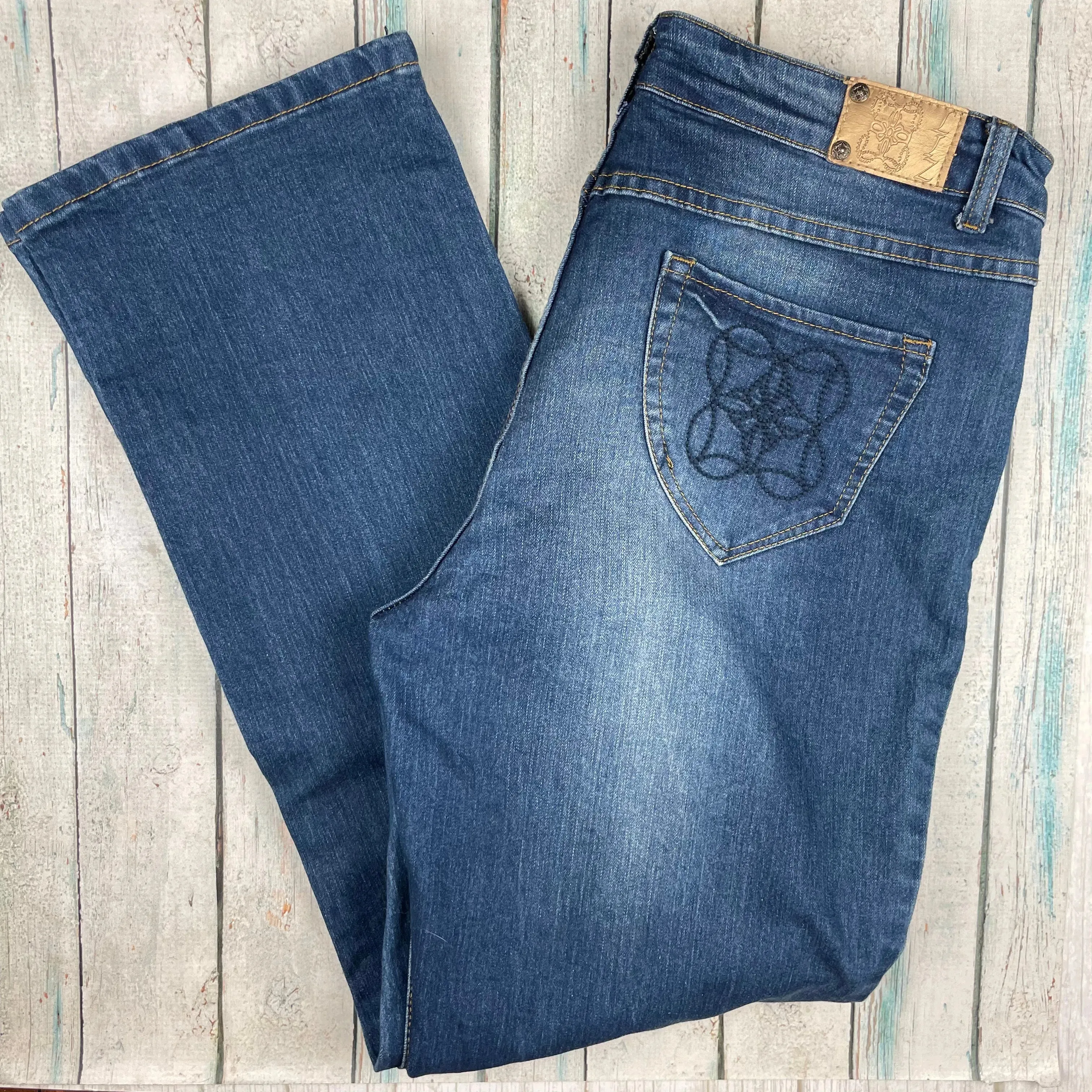 Liz Jordan Distressed Straight stretch Jeans -Size 16