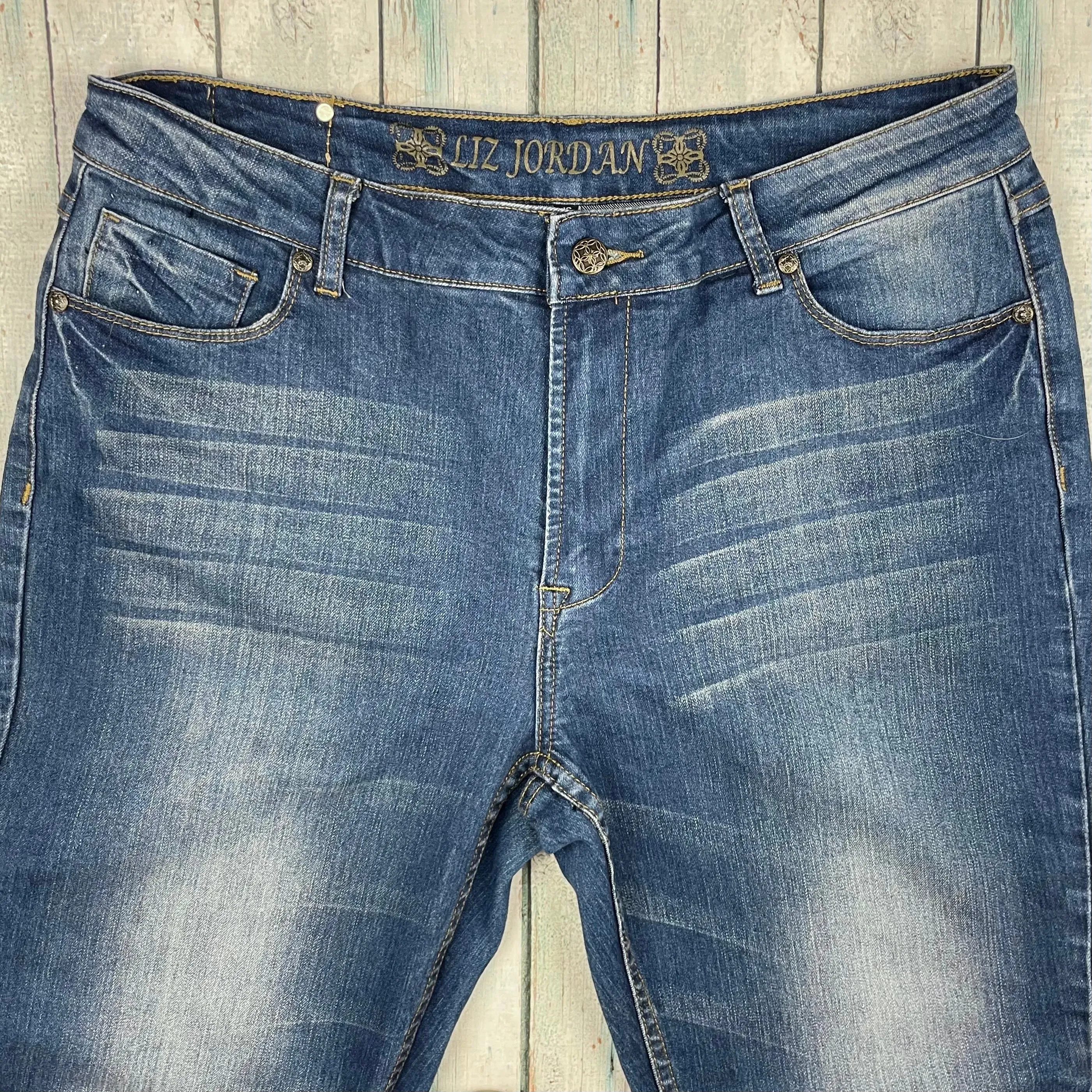 Liz Jordan Distressed Straight stretch Jeans -Size 16
