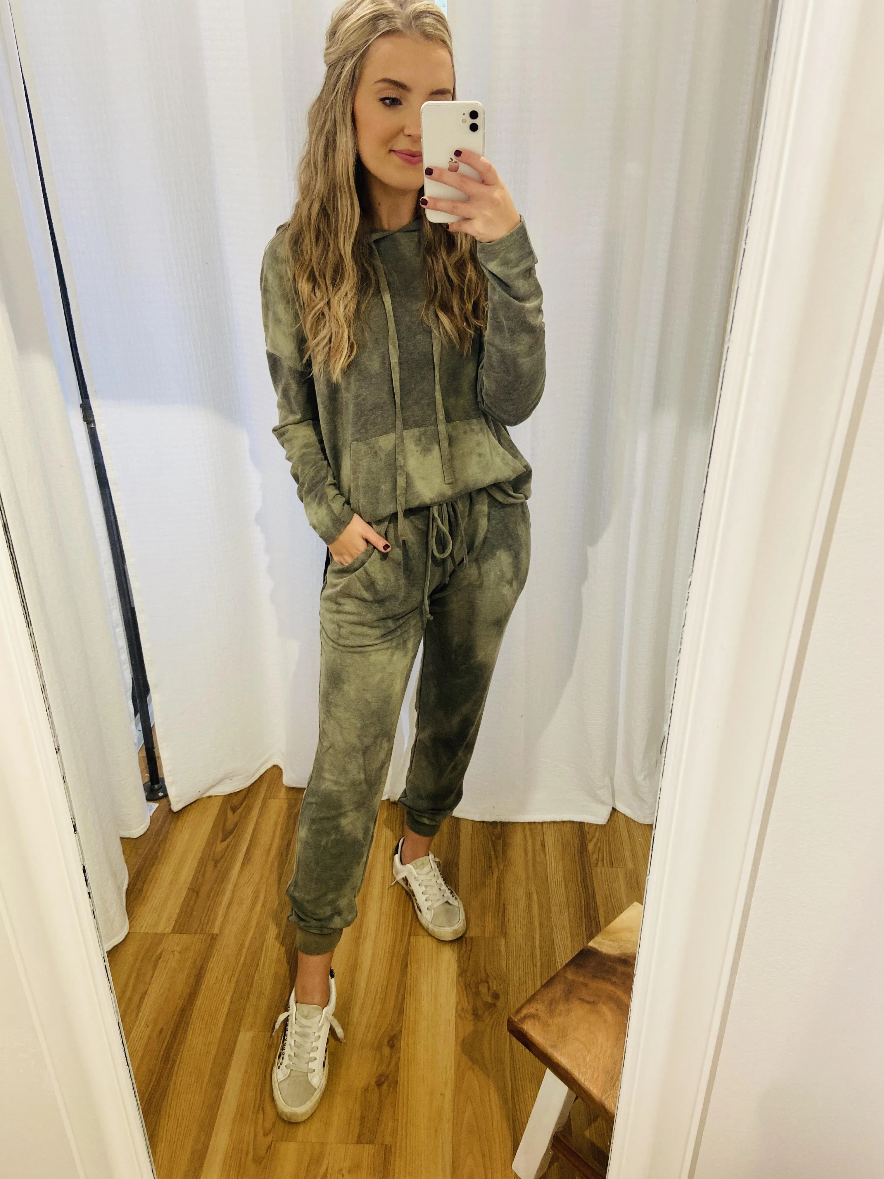 Olive Tie Dye Hoodie Set