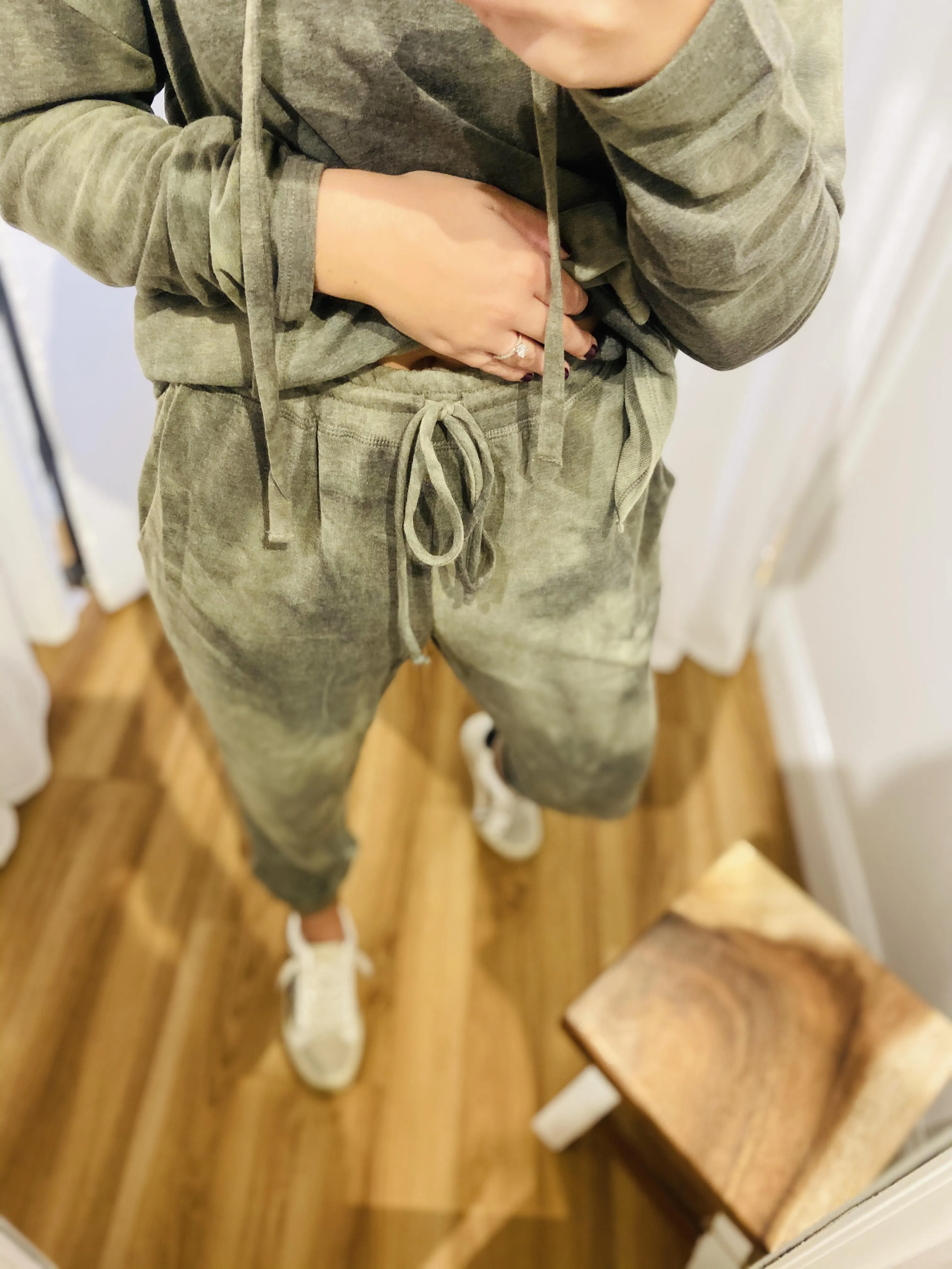 Olive Tie Dye Hoodie Set