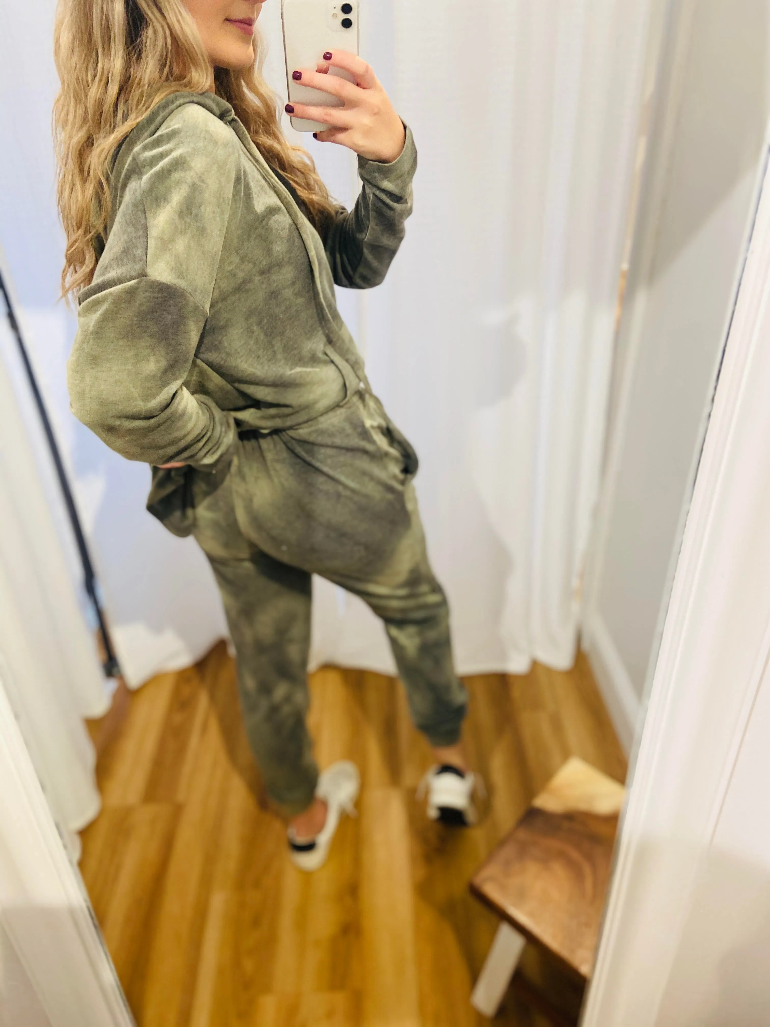 Olive Tie Dye Hoodie Set