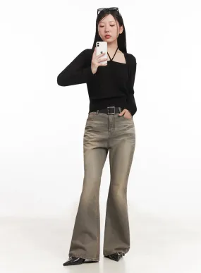 Sherry Washed Slim-Fit Bootcut Jeans IM528