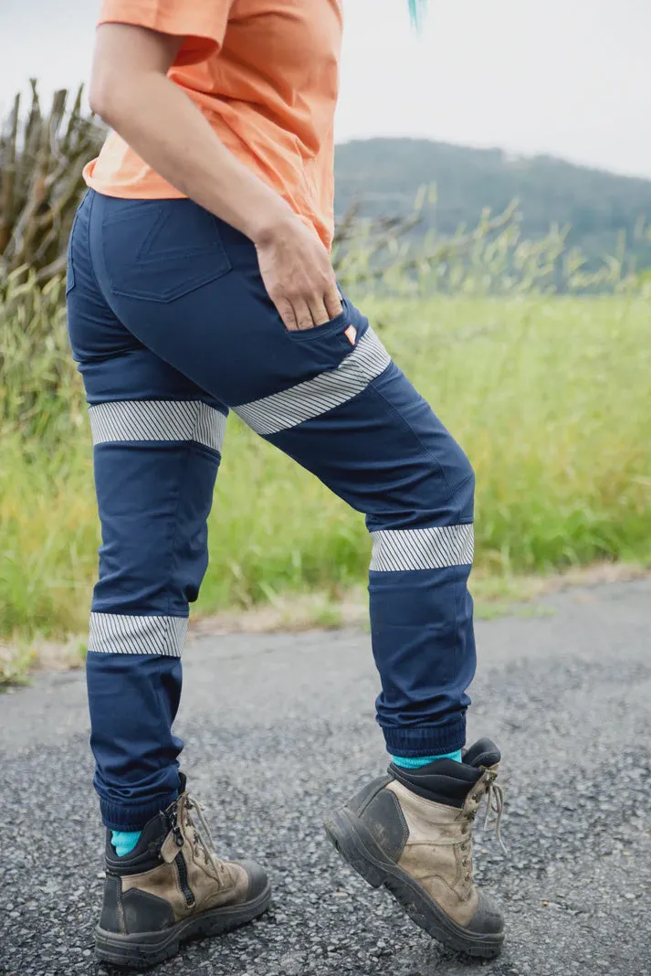ZADIE WORKWEAR THE MIDDY PANT REFLECTIVE - NAVY TAPED